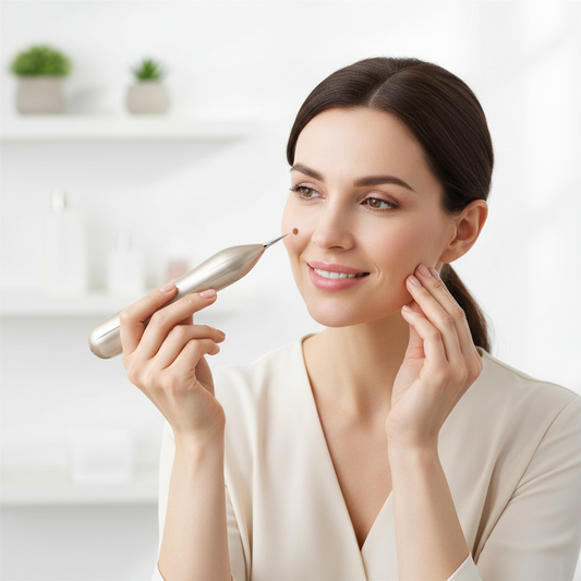 Model Using Plasma Pen on Face